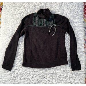 Suzuya Sweater Women's Small Gray Long Sleeve Ruffle Faux Fur Mock Wool Blend